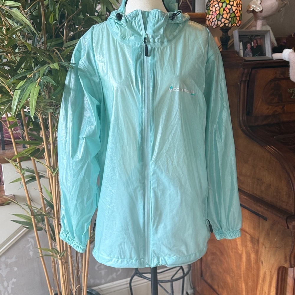 COMPASS 360 Hydro Seafoam Hooded Rain Jacket 🌧️ Sz C Large 🌧️Packable Breathable - Picture 3 of 8